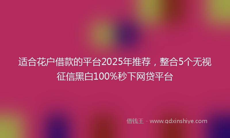 适合花户借款的平台2025年推荐，整合5个无视征信黑白100%秒下网贷平台