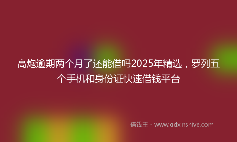 高炮逾期两个月了还能借吗2025年精选，罗列五个手机和身份证快速借钱平台
