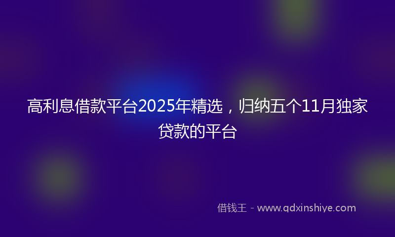 高利息借款平台2025年精选，归纳五个11月独家贷款的平台
