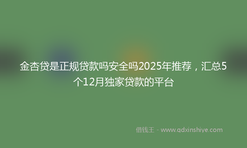 金杏贷是正规贷款吗安全吗2025年推荐，汇总5个12月独家贷款的平台