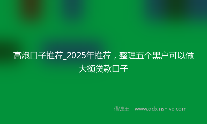 高炮口子推荐_2025年推荐，整理五个黑户可以做大额贷款口子