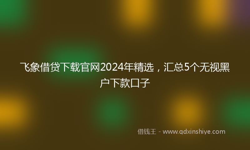 飞象借贷下载官网2024年精选，汇总5个无视黑户下款口子