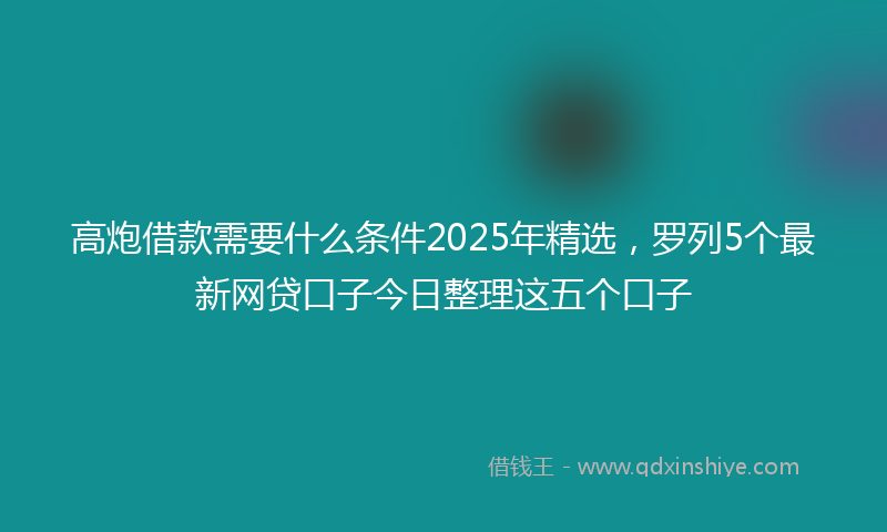 高炮借款需要什么条件2025年精选，罗列5个最新网贷口子今日整理这五个口子