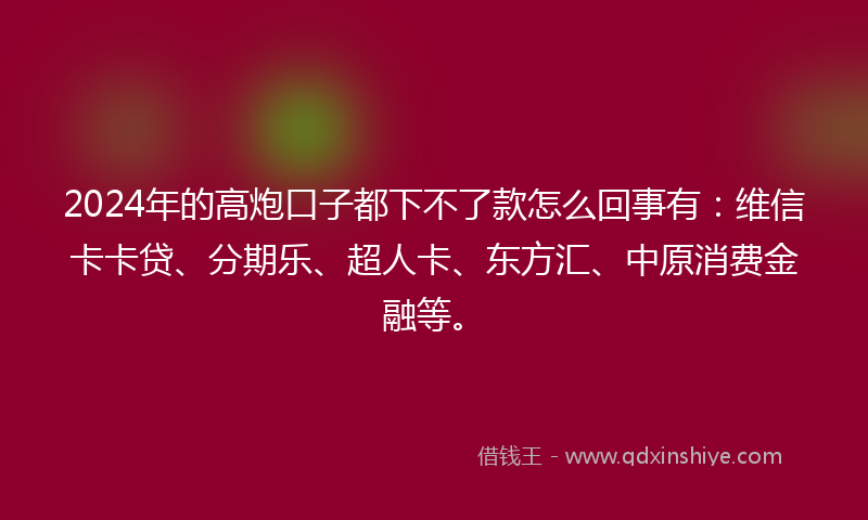 2024年的高炮口子都下不了款怎么回事有：维信卡卡贷、分期乐、超人卡、东方汇、中原消费金融等。