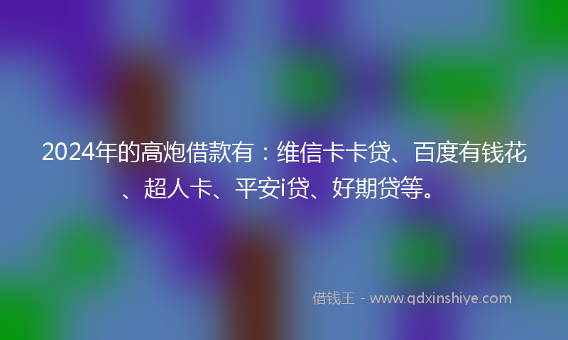 2024年的高炮借款有：维信卡卡贷、百度有钱花、超人卡、平安i贷、好期贷等。
