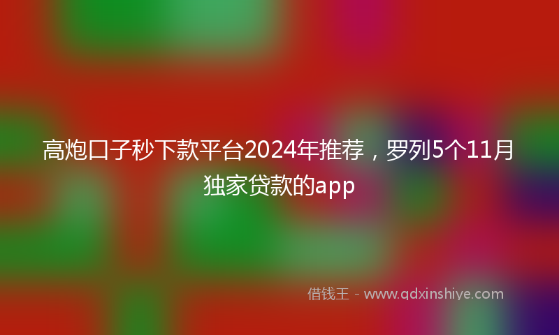 高炮口子秒下款平台2024年推荐，罗列5个11月独家贷款的app