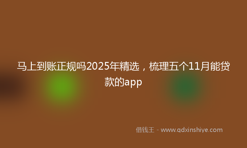马上到账正规吗2025年精选，梳理五个11月能贷款的app