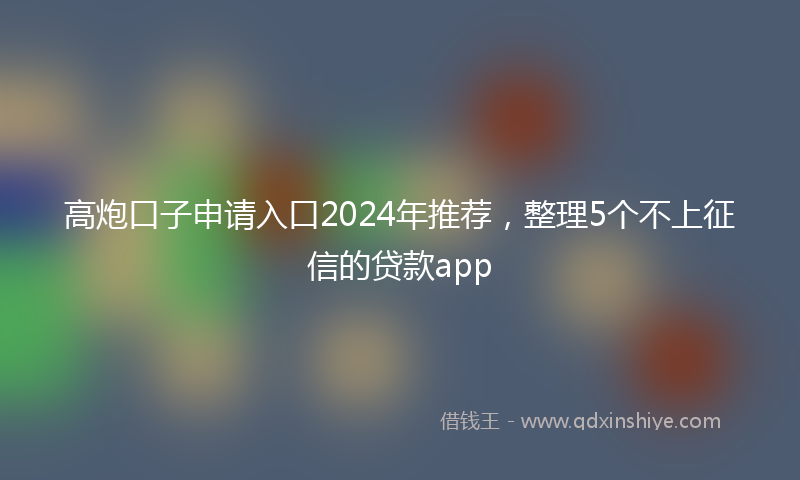 高炮口子申请入口2024年推荐，整理5个不上征信的贷款app