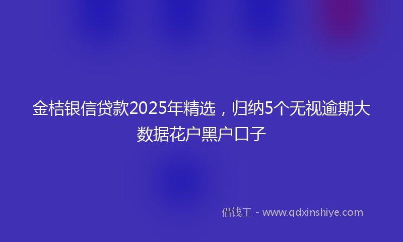 金桔银信贷款2025年精选，归纳5个无视逾期大数据花户黑户口子