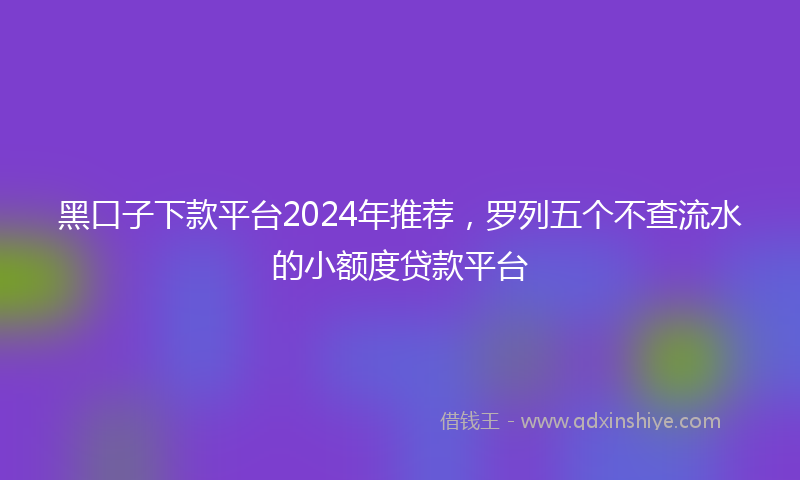 黑口子下款平台2024年推荐，罗列五个不查流水的小额度贷款平台
