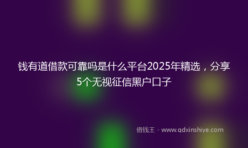钱有道借款可靠吗是什么平台2025年精选，分享5个无视征信黑户口子