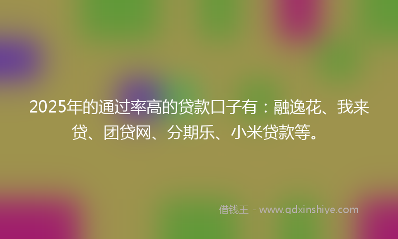 2025年的通过率高的贷款口子有：融逸花、我来贷、团贷网、分期乐、小米贷款等。