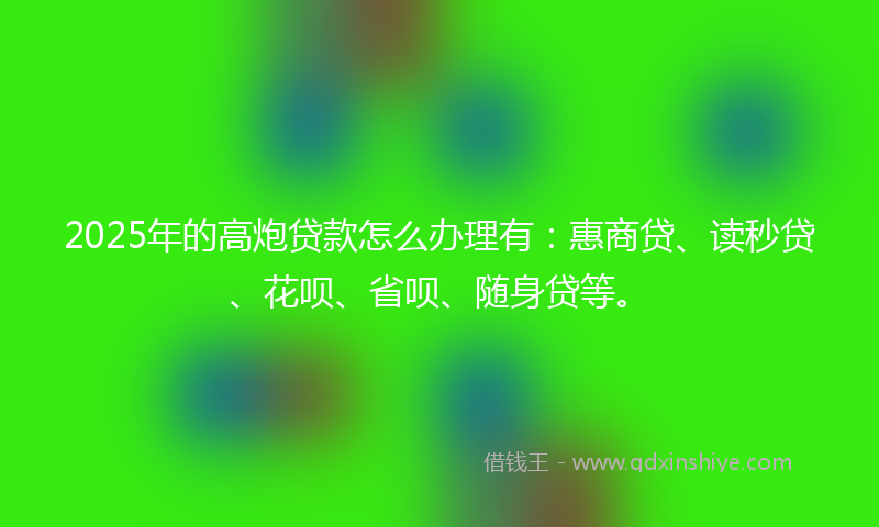 2025年的高炮贷款怎么办理有：惠商贷、读秒贷、花呗、省呗、随身贷等。