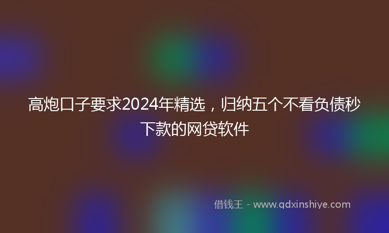 高炮口子要求2024年精选，归纳五个不看负债秒下款的网贷软件