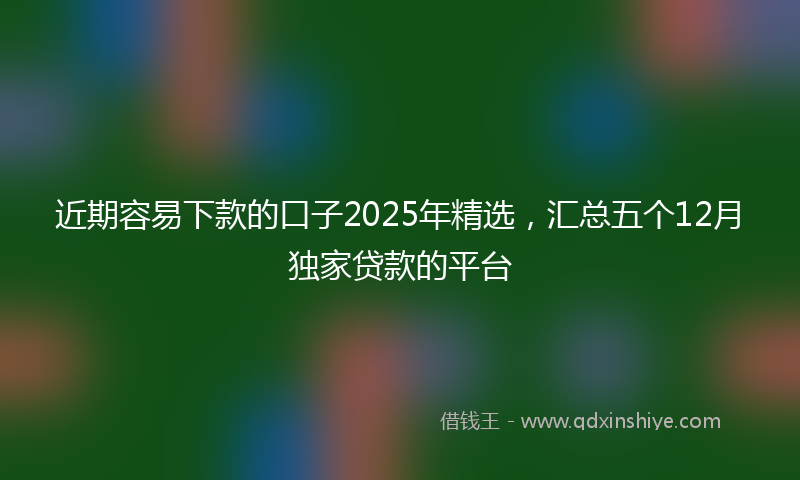 近期容易下款的口子2025年精选，汇总五个12月独家贷款的平台