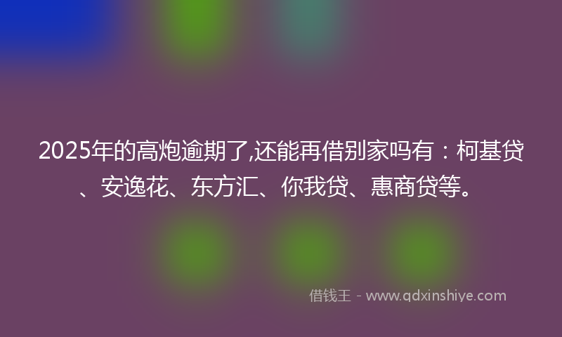 2025年的高炮逾期了,还能再借别家吗有：柯基贷、安逸花、东方汇、你我贷、惠商贷等。