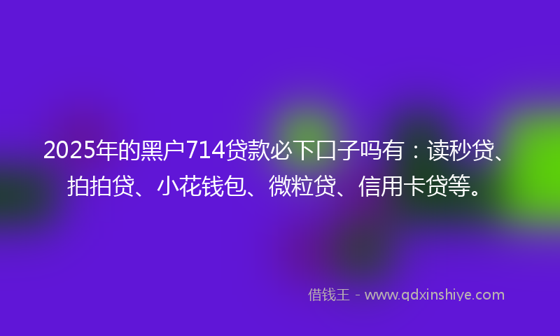 2025年的黑户714贷款必下口子吗有：读秒贷、拍拍贷、小花钱包、微粒贷、信用卡贷等。