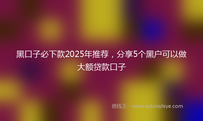 黑口子必下款2025年推荐，分享5个黑户可以做大额贷款口子