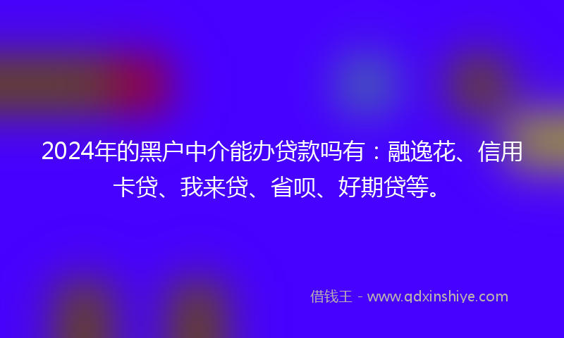 2024年的黑户中介能办贷款吗有：融逸花、信用卡贷、我来贷、省呗、好期贷等。