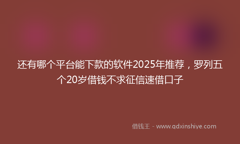 还有哪个平台能下款的软件2025年推荐，罗列五个20岁借钱不求征信速借口子