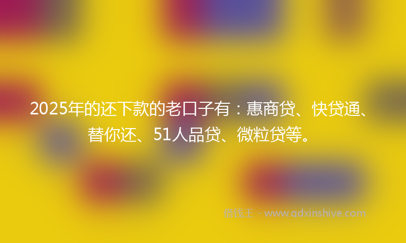2025年的还下款的老口子有：惠商贷、快贷通、替你还、51人品贷、微粒贷等。