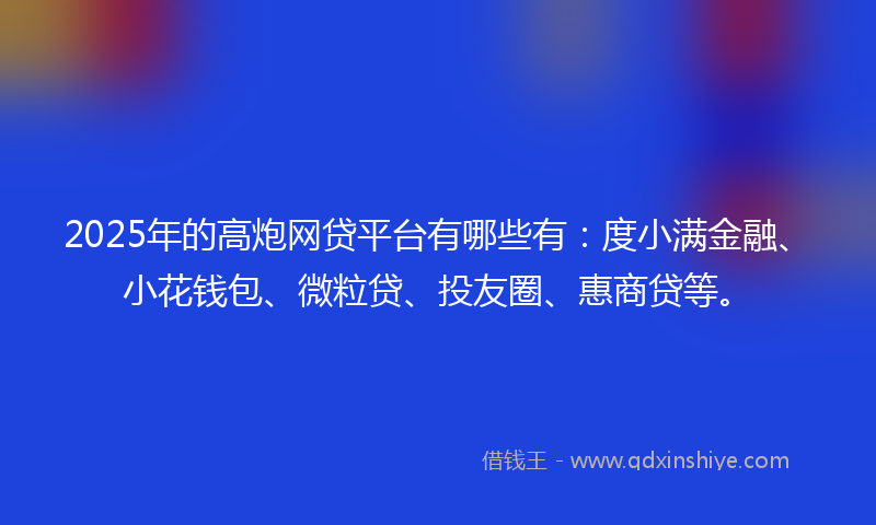 2025年的高炮网贷平台有哪些有：度小满金融、小花钱包、微粒贷、投友圈、惠商贷等。