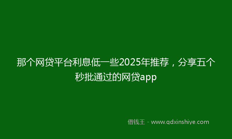 那个网贷平台利息低一些2025年推荐，分享五个秒批通过的网贷app
