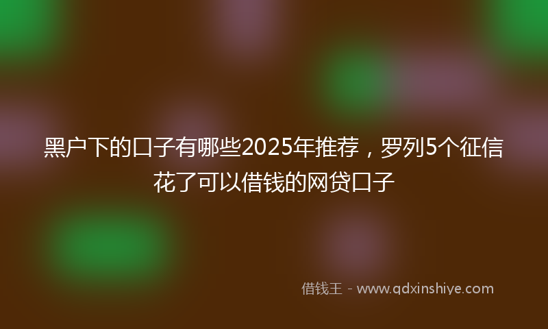黑户下的口子有哪些2025年推荐，罗列5个征信花了可以借钱的网贷口子