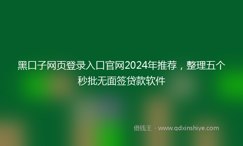 黑口子网页登录入口官网2024年推荐，整理五个秒批无面签贷款软件