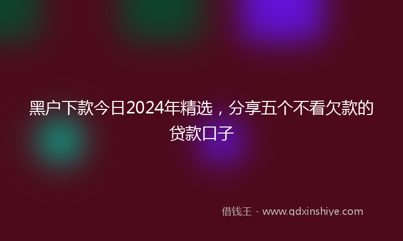黑户下款今日2024年精选，分享五个不看欠款的贷款口子