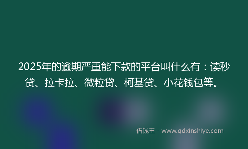 2025年的逾期严重能下款的平台叫什么有：读秒贷、拉卡拉、微粒贷、柯基贷、小花钱包等。