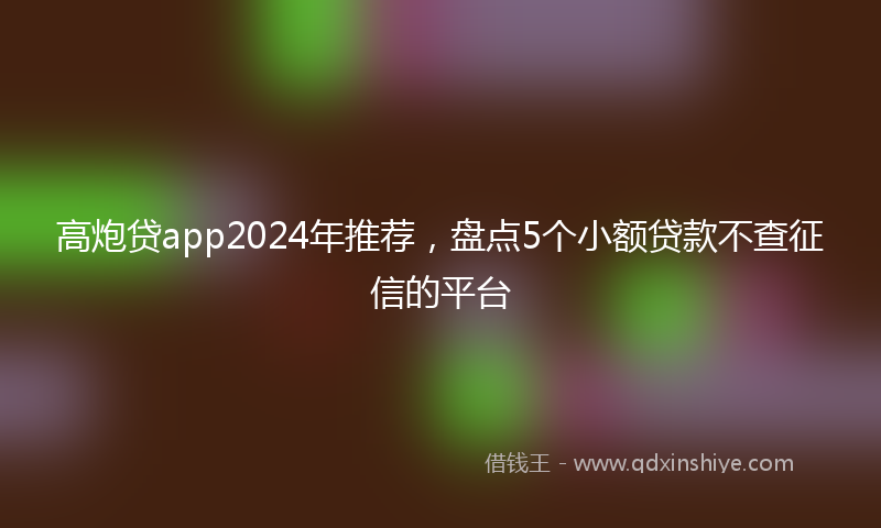 高炮贷app2024年推荐，盘点5个小额贷款不查征信的平台