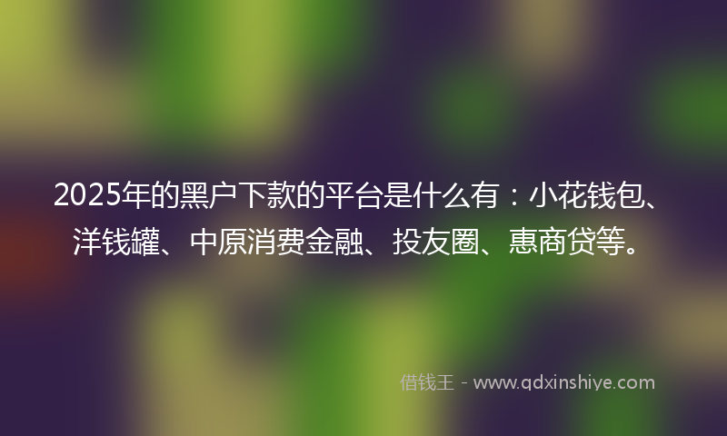 2025年的黑户下款的平台是什么有：小花钱包、洋钱罐、中原消费金融、投友圈、惠商贷等。