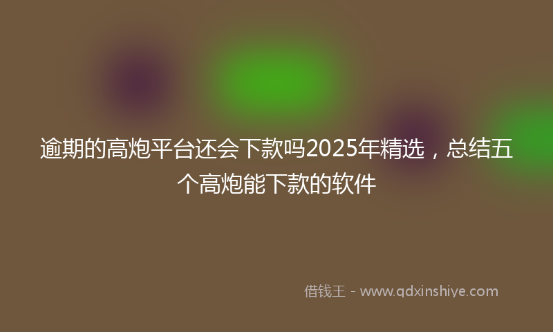 逾期的高炮平台还会下款吗2025年精选，总结五个高炮能下款的软件