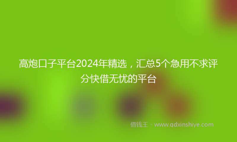 高炮口子平台2024年精选，汇总5个急用不求评分快借无忧的平台