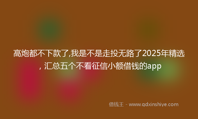 高炮都不下款了,我是不是走投无路了2025年精选，汇总五个不看征信小额借钱的app