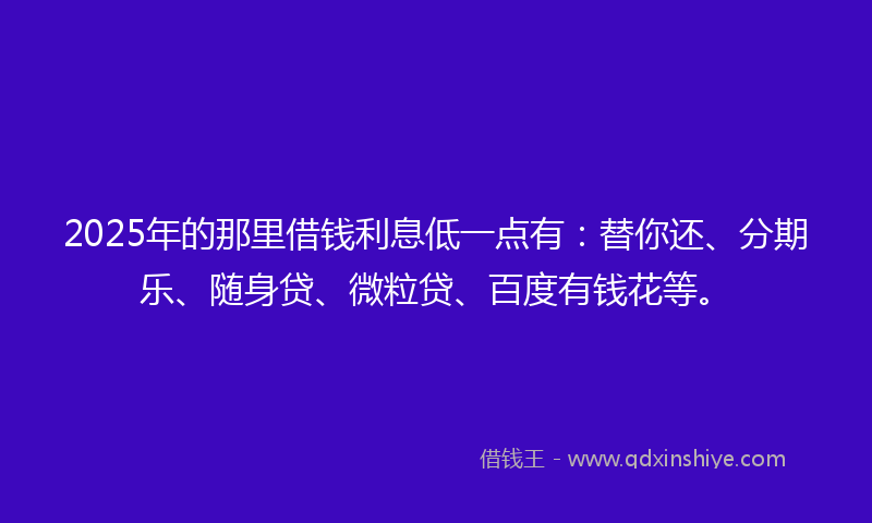 2025年的那里借钱利息低一点有：替你还、分期乐、随身贷、微粒贷、百度有钱花等。