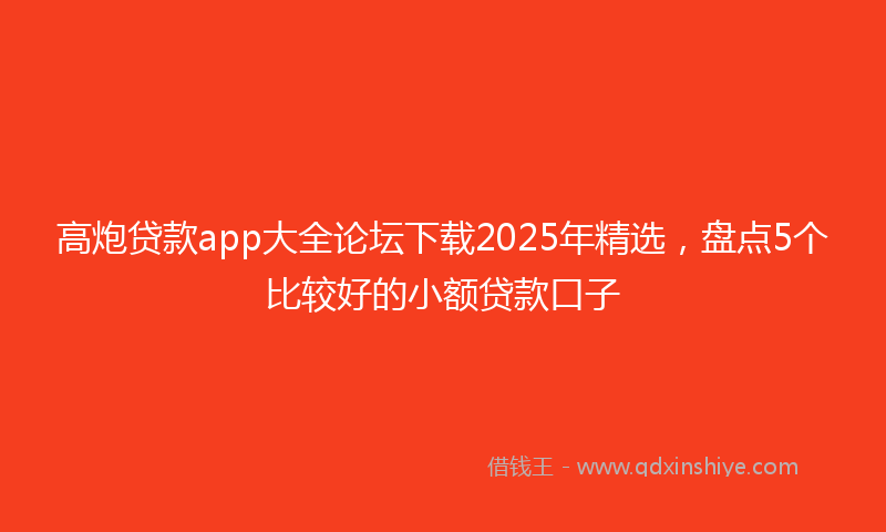 高炮贷款app大全论坛下载2025年精选，盘点5个比较好的小额贷款口子