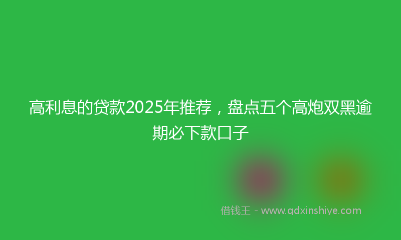 高利息的贷款2025年推荐，盘点五个高炮双黑逾期必下款口子