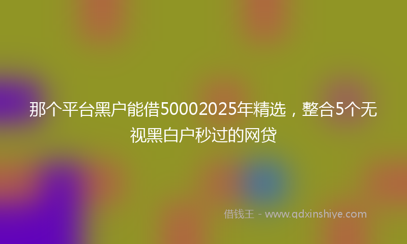 那个平台黑户能借50002025年精选，整合5个无视黑白户秒过的网贷