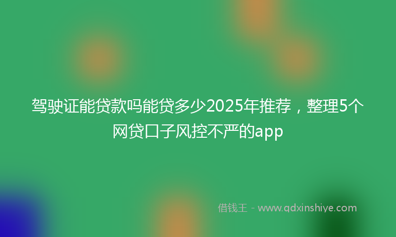 驾驶证能贷款吗能贷多少2025年推荐，整理5个网贷口子风控不严的app