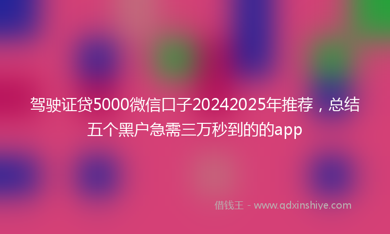 驾驶证贷5000微信口子20242025年推荐，总结五个黑户急需三万秒到的的app