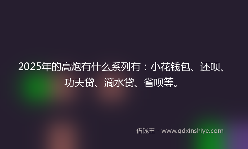 2025年的高炮有什么系列有：小花钱包、还呗、功夫贷、滴水贷、省呗等。
