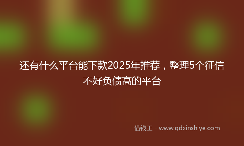还有什么平台能下款2025年推荐，整理5个征信不好负债高的平台