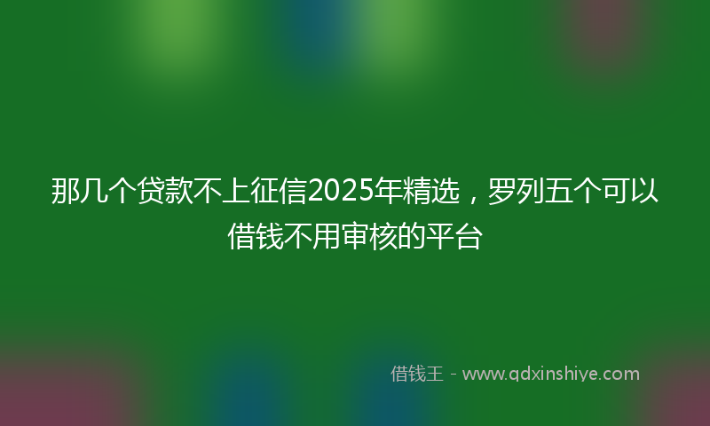 那几个贷款不上征信2025年精选，罗列五个可以借钱不用审核的平台