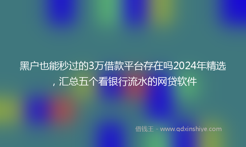 黑户也能秒过的3万借款平台存在吗2024年精选，汇总五个看银行流水的网贷软件