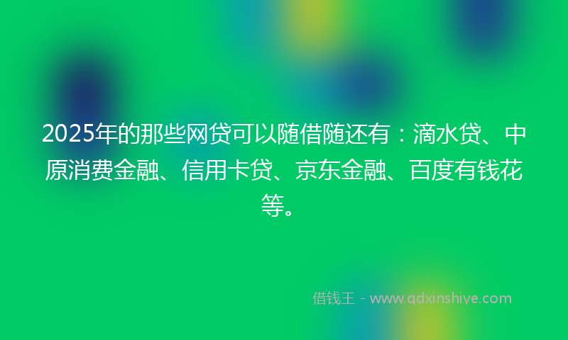 2025年的那些网贷可以随借随还有：滴水贷、中原消费金融、信用卡贷、京东金融、百度有钱花等。