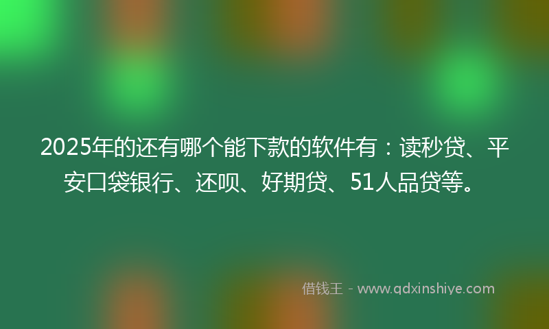 2025年的还有哪个能下款的软件有：读秒贷、平安口袋银行、还呗、好期贷、51人品贷等。