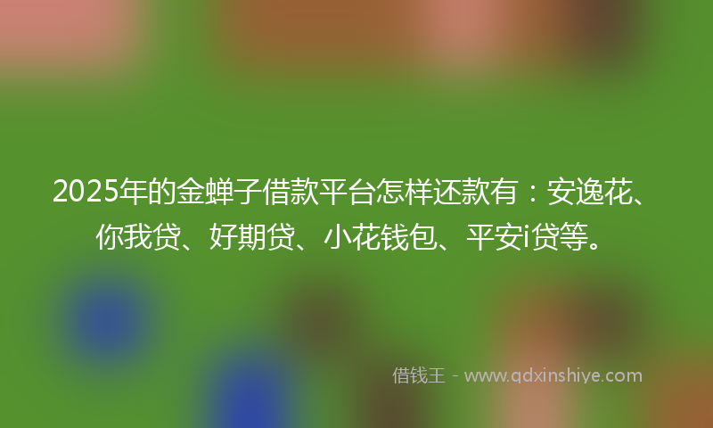 2025年的金蝉子借款平台怎样还款有：安逸花、你我贷、好期贷、小花钱包、平安i贷等。