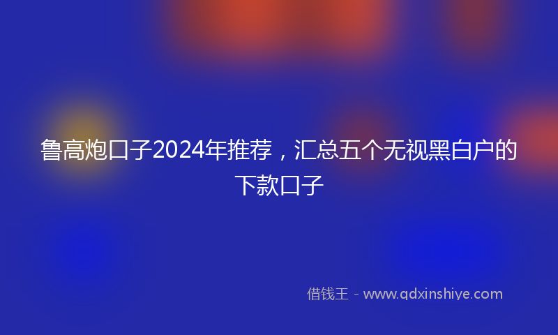 鲁高炮口子2024年推荐，汇总五个无视黑白户的下款口子